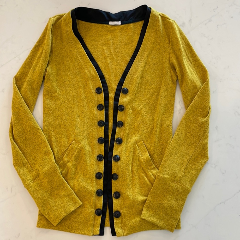 Mustard and Black Medium Menswear Inspired Cardigan